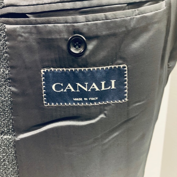 Canali Black White Windowpane Sport Coat Sz US40C